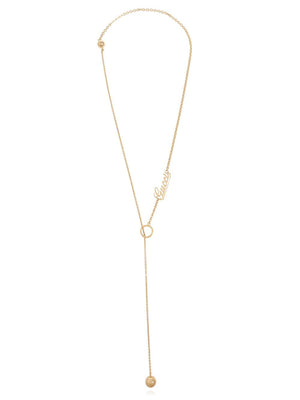 Gold Chain Pendant Necklace with Gucci Engraving