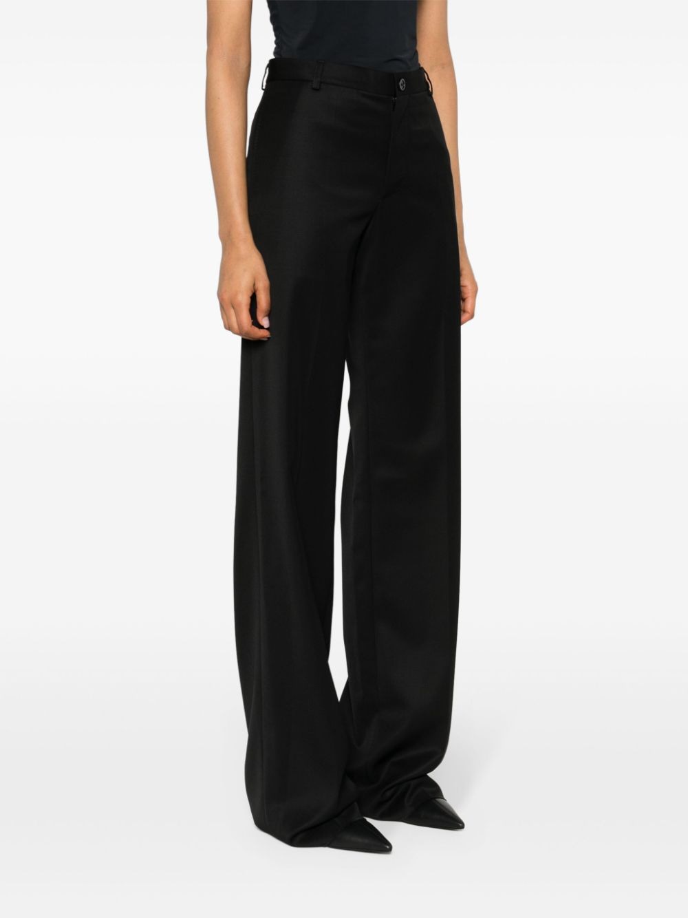 BALENCIAGA Tailored Black Wool Straight Cut Trousers