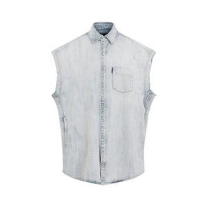 BALENCIAGA Distressed Sleeve Cotton Shirt