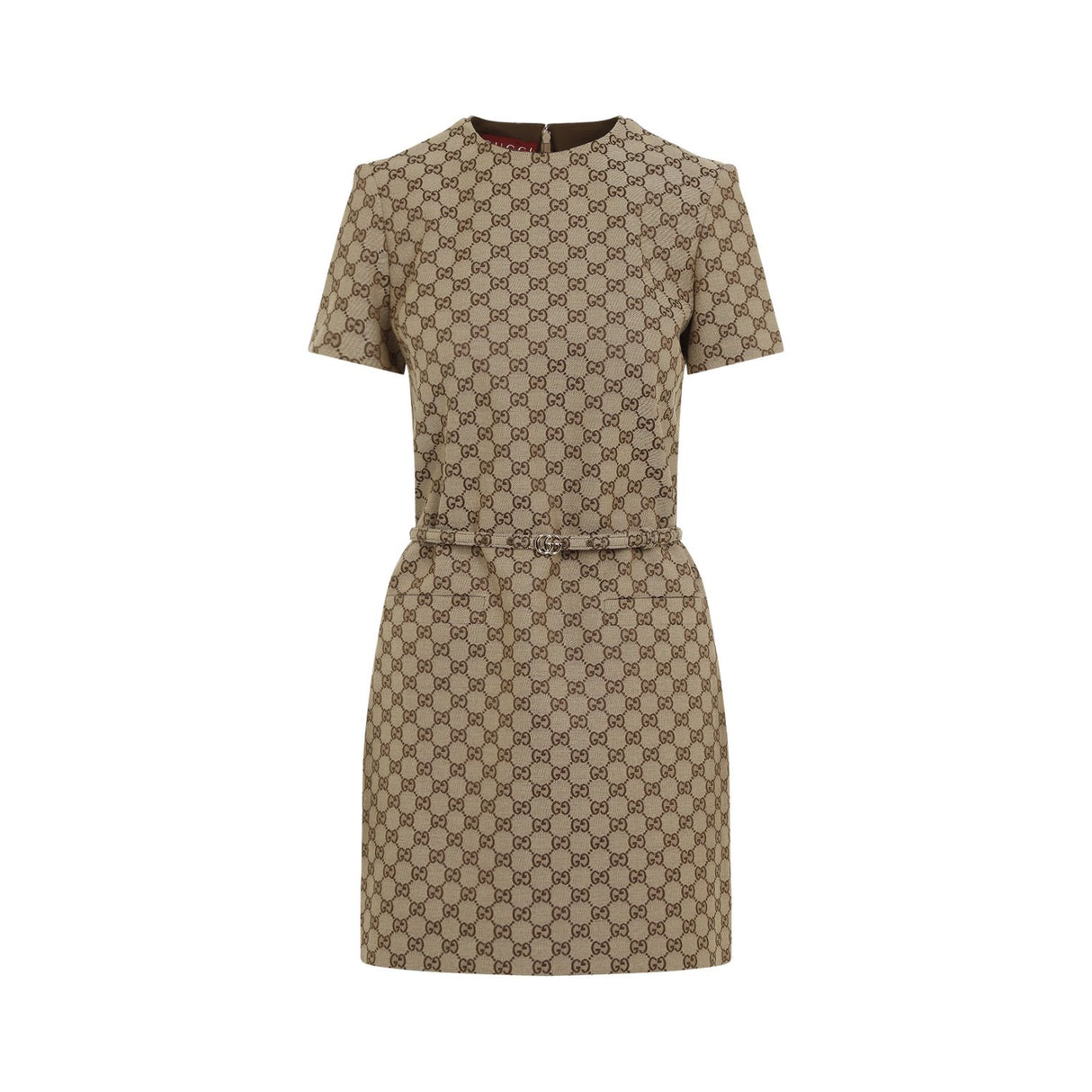 GUCCI Jacquard Fabric Dress with Metal Logo Clasp