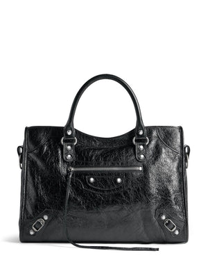 BALENCIAGA City Chic Medium Handbag in Luxe Black Lambskin