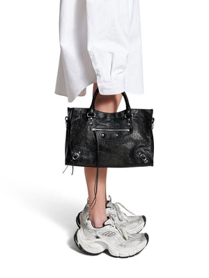 BALENCIAGA City Chic Medium Handbag in Luxe Black Lambskin