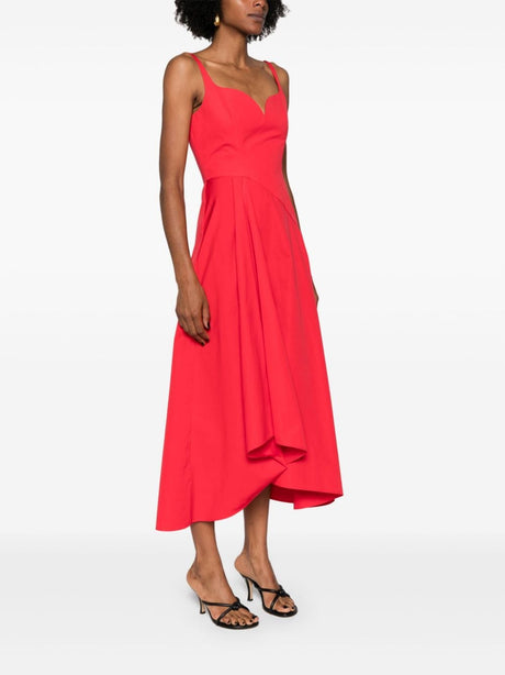 ALEXANDER MCQUEEN Asymmetric Sweetheart Dress in Lust Red