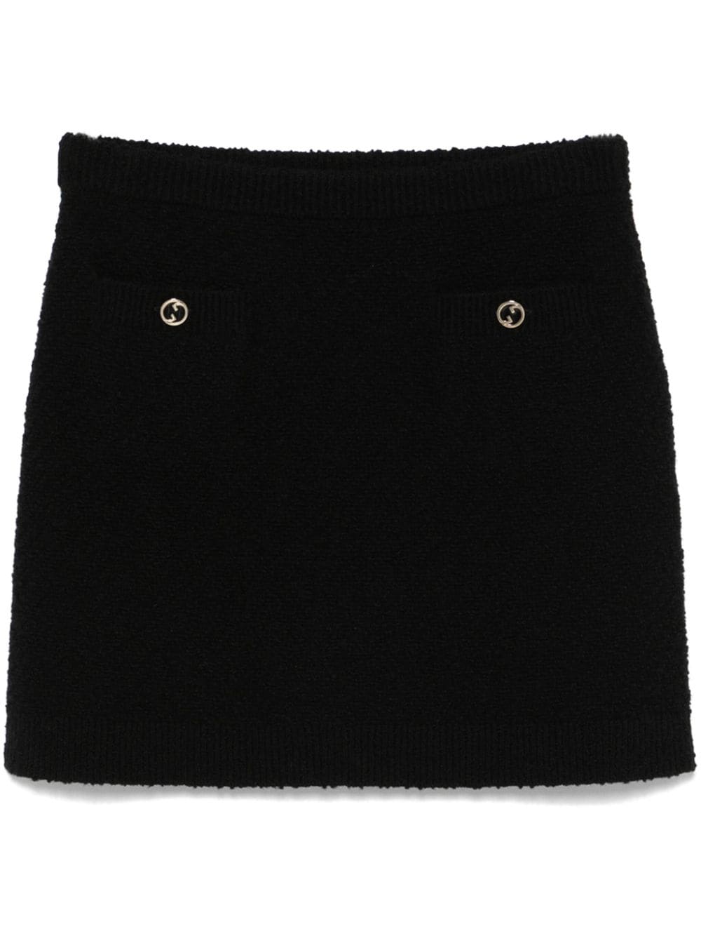 GUCCI Elegant Black Bouclé Mini Skirt with Elasticated Waistband