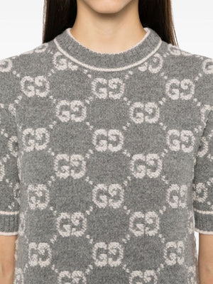 GUCCI Chic Light Grey Wool Mini Dress for Women