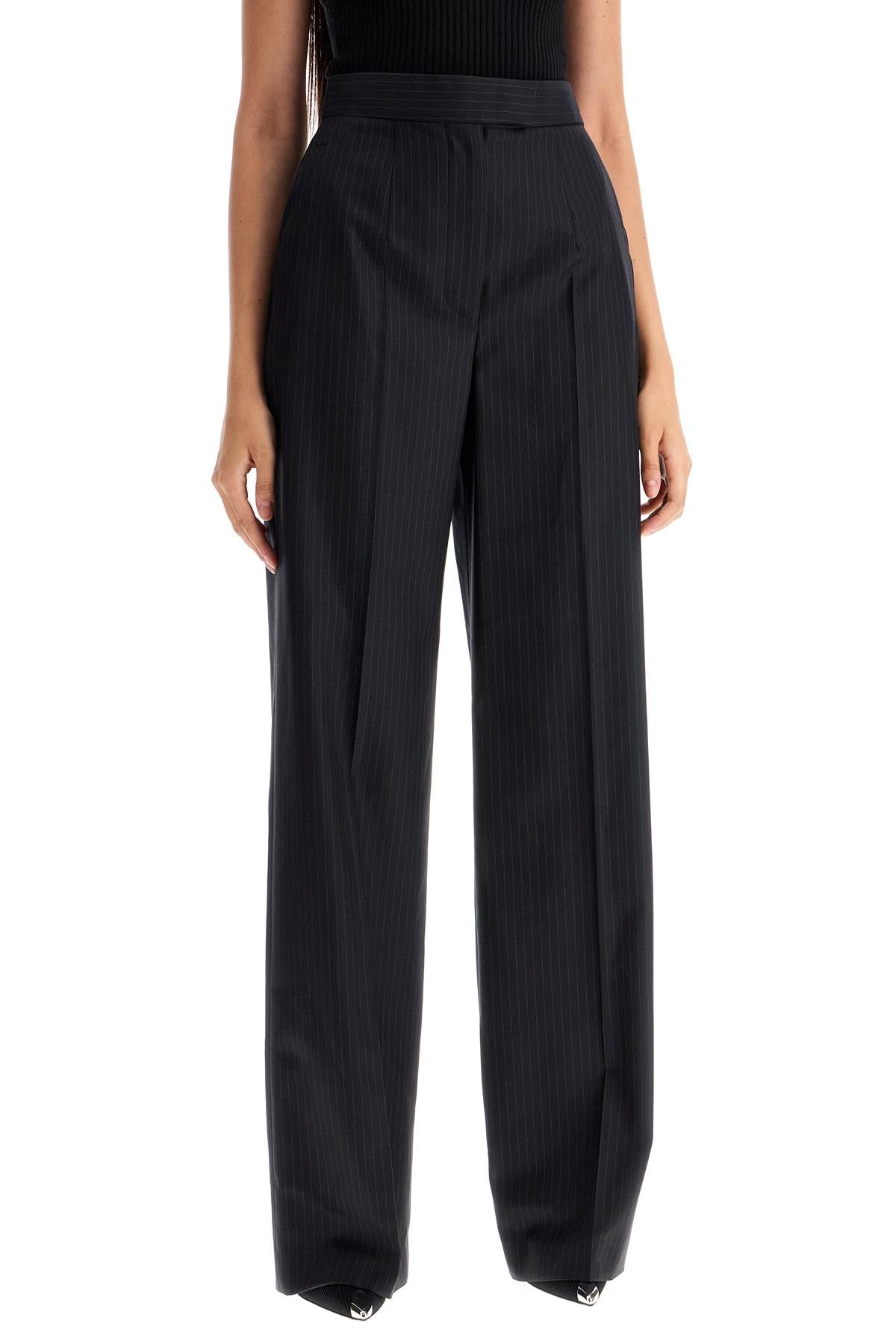 ALEXANDER MCQUEEN Elegant Wide-Leg Pinstripe Trousers