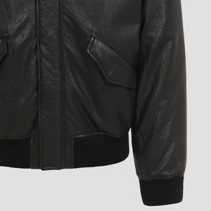 SAINT LAURENT Luxury Oversized Bomber Jacket in Black Lamb Leather