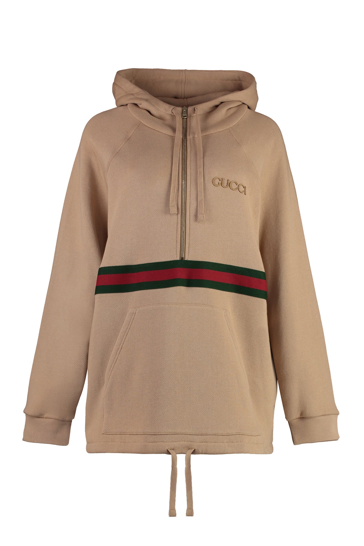 GUCCI Cotton Hoodie with Front Web Detail for Women