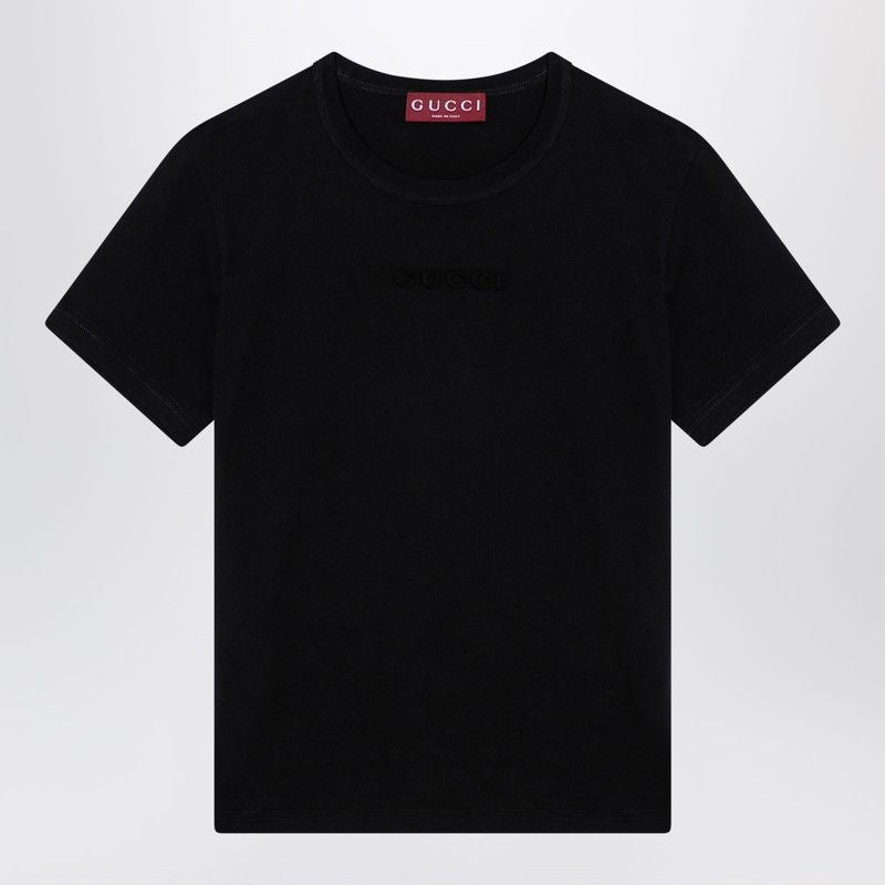 GUCCI Slim Fit Black Cotton Crew-Neck T-Shirt for Women