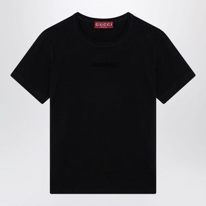 GUCCI Slim Fit Black Cotton Crew-Neck T-Shirt for Women