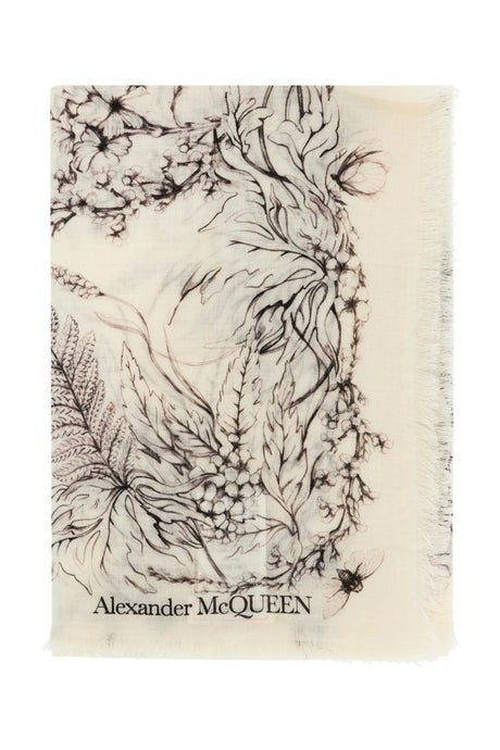 ALEXANDER MCQUEEN WOOL STOLE WITH BOTANICAL PRINT
