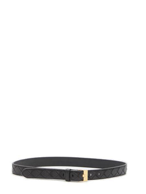 BOTTEGA VENETA Intreccio Leather Belt with Gold-Tone Buckle for Women