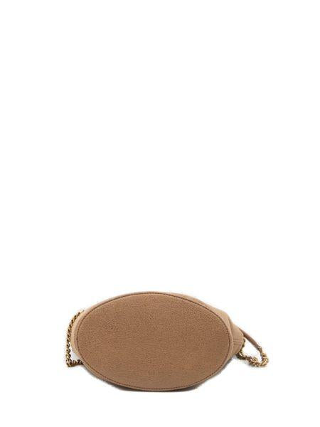 STELLA MCCARTNEY Chic Vegan Mini Bucket Bag in Matte Brown with Golden Chain - 19x20x12 cm