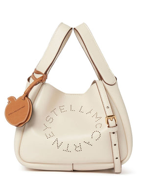 STELLA MCCARTNEY Beige Faux Leather Perforated Logo Detail Shoulder Handbag for Women