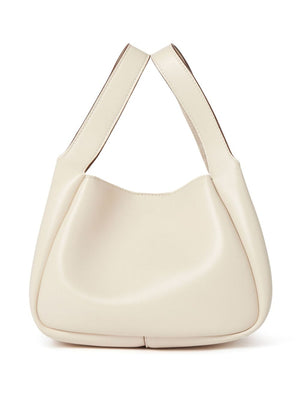 Beige Perforated Logo Shoulder Bag with Detachable Strap