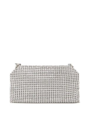 STELLA MCCARTNEY Eco-Luxe Silver Crystal Mini Clutch with Chain Strap