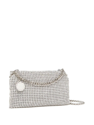 STELLA MCCARTNEY Eco-Luxe Silver Crystal Mini Clutch with Chain Strap