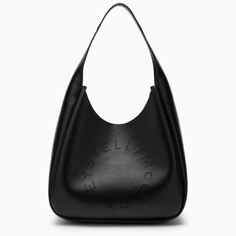 四方形Stella标志托特包 - 环保皮革，黑色，FW24