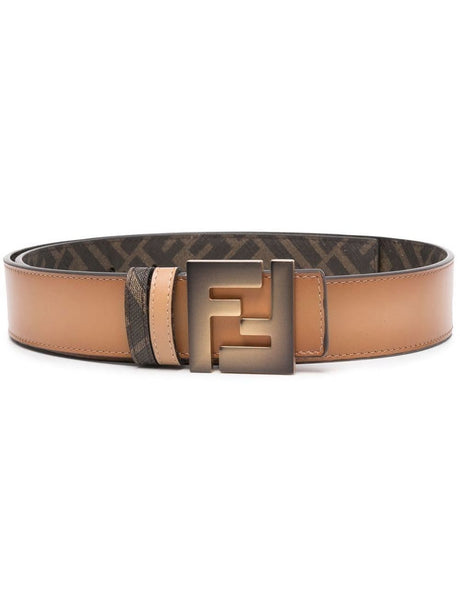 FENDI Reversible Leather and Fabric Belt