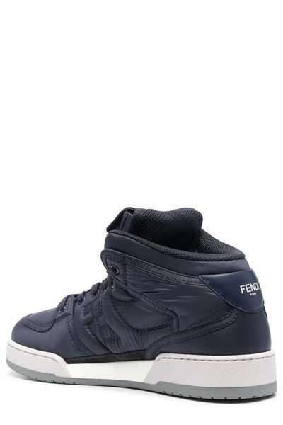 FENDI Men's Blue Textured High-Top Sneakers for SS23