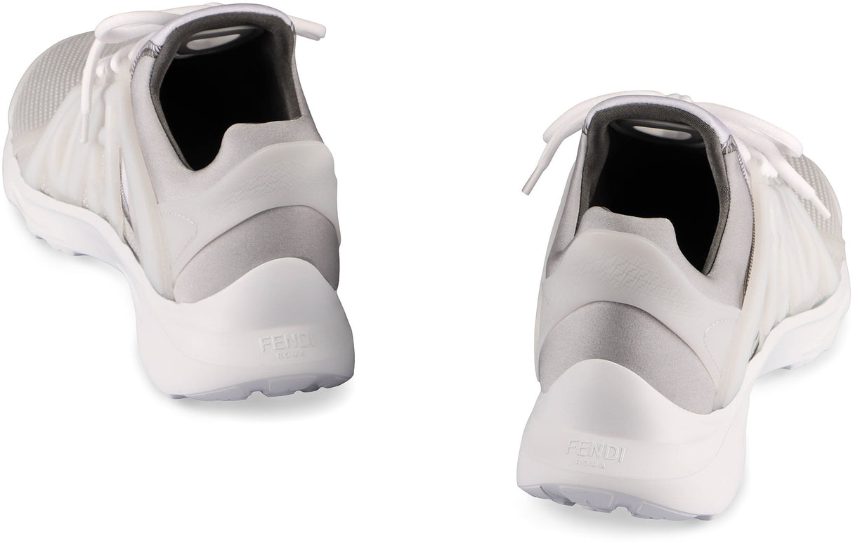 FENDI White Mesh Low-Top Sneakers for Men