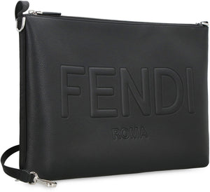 FENDI Men's Black Leather Clutch Bag - SS24 Collection