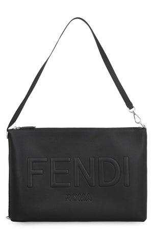 FENDI Men's Black Leather Clutch Bag - SS24 Collection