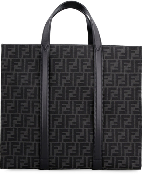 FENDI Men's Black Calf Leather Tote for FW'24