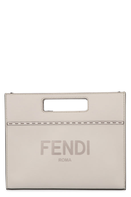 FENDI Trendy Grey Leather Handbag for Women | SS22 Collection