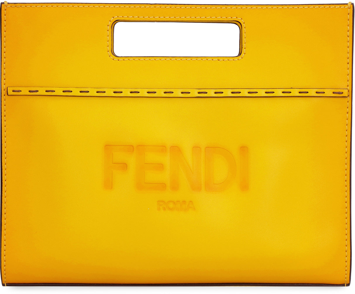 FENDI Yellow Leather Messenger Handbag for Men - SS22 Collection