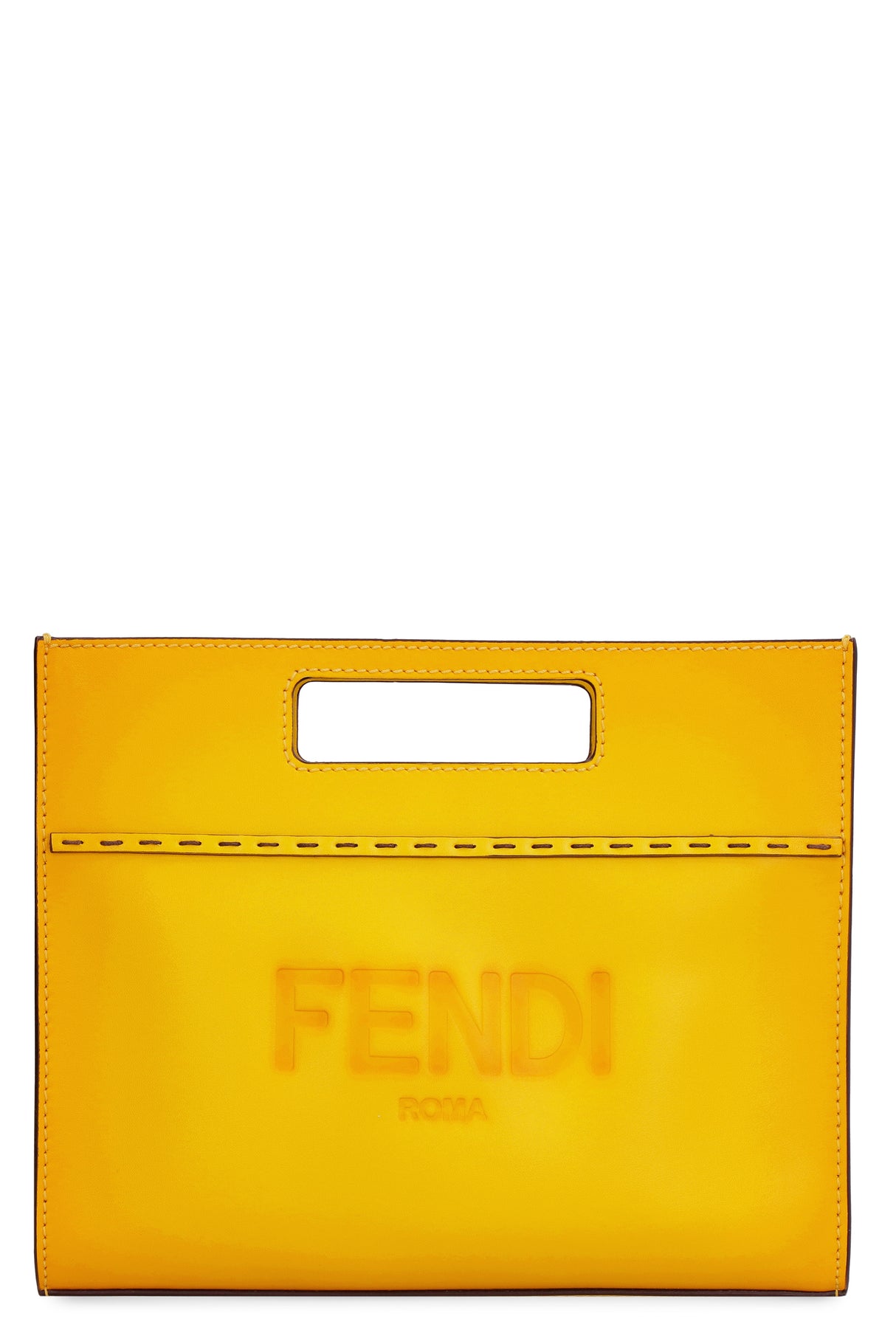FENDI Yellow Leather Messenger Handbag for Men - SS22 Collection