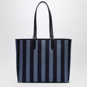 FENDI BLUE STRIPED FABRIC SHOPPER Handbag WITH LOGO