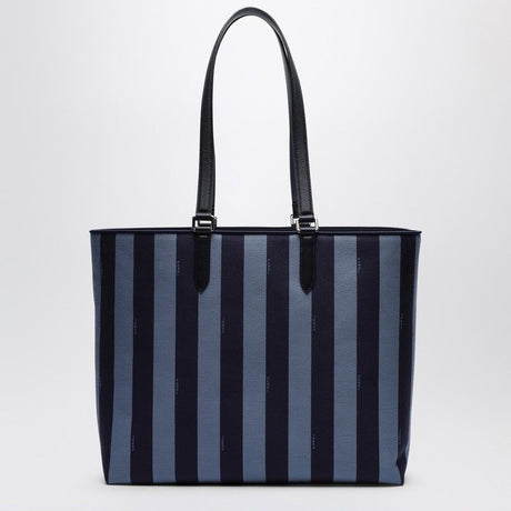 FENDI BLUE STRIPED FABRIC SHOPPER Handbag WITH LOGO