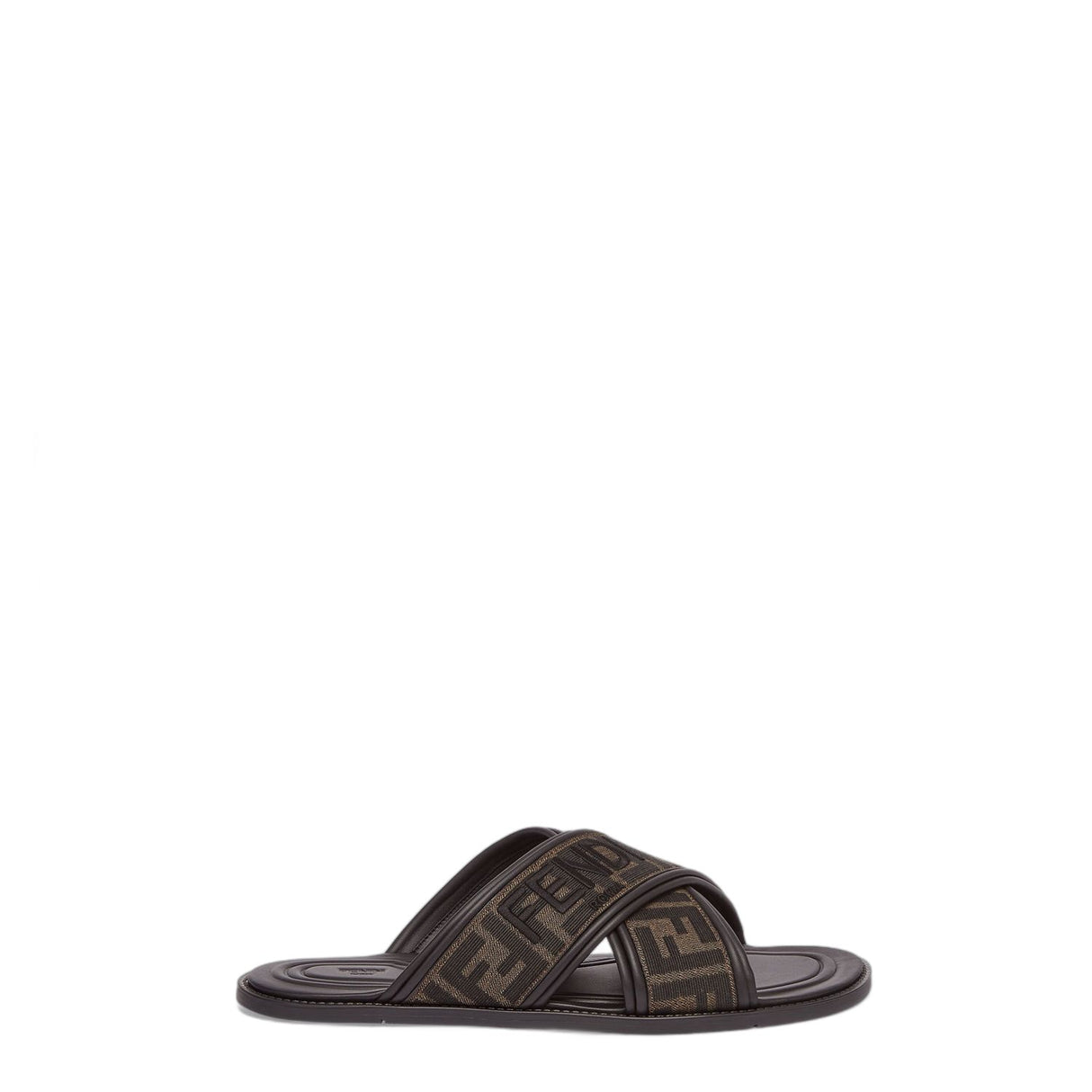 FENDI Crossed Slide Sandals with Logo Detail