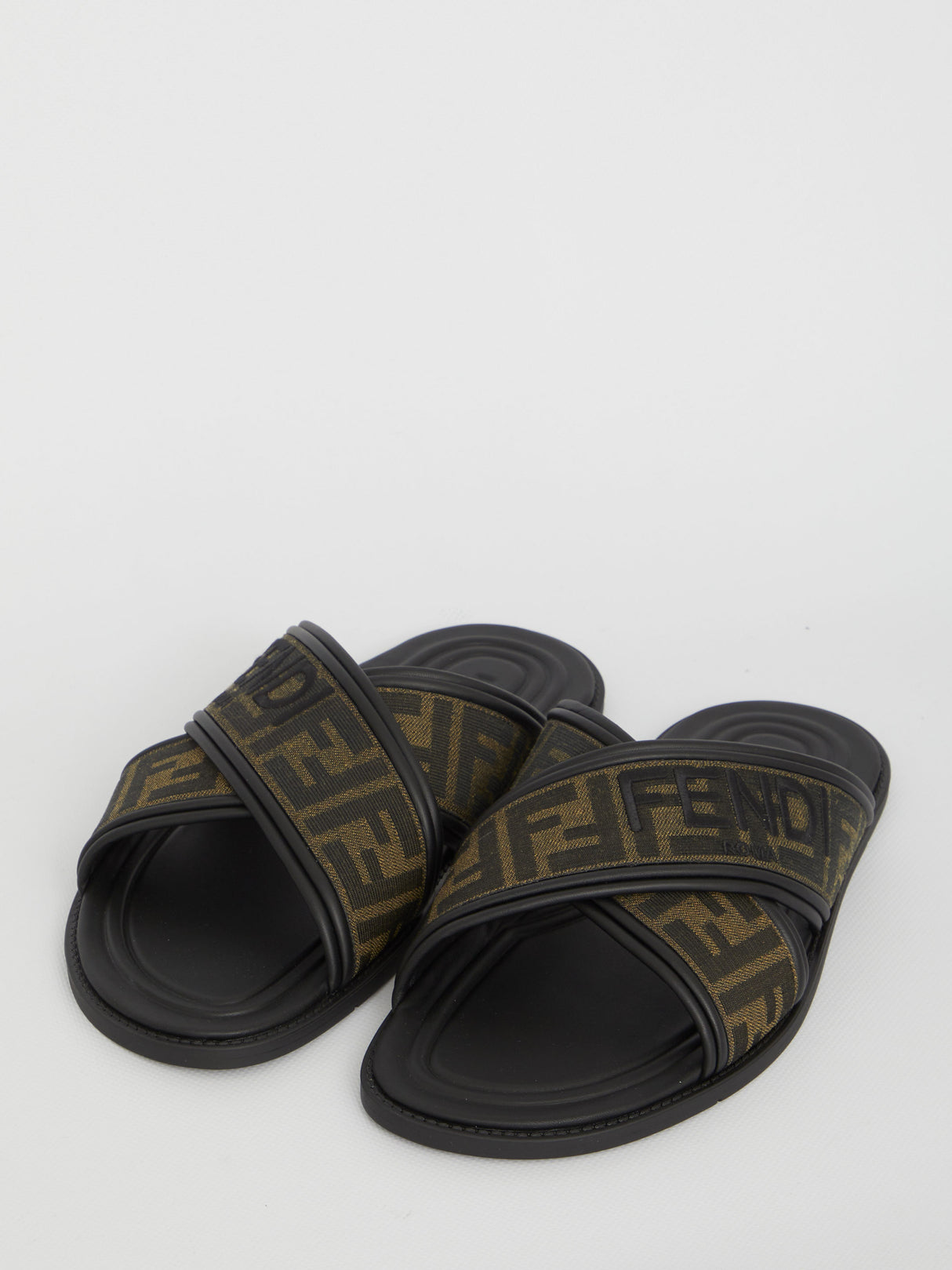 Brown Crossed Slide Sandals for Men - SS24 Collection