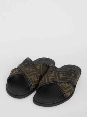 Brown Crossed Slide Sandals for Men - SS24 Collection