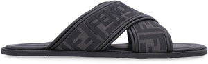 FENDI Crossed Slide Sandals with Logo Detail