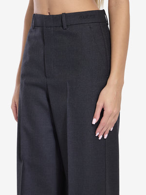 GUCCI Wide-Leg Wool Gabardine Trousers - Regular Fit