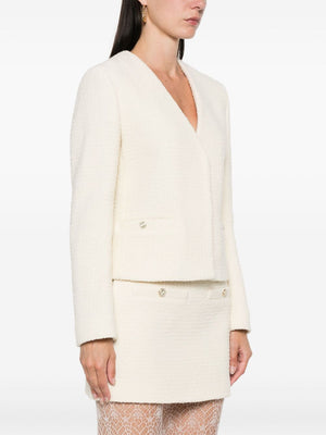 GUCCI Concealed Front Wool Blend Bouclé Jacket for Women