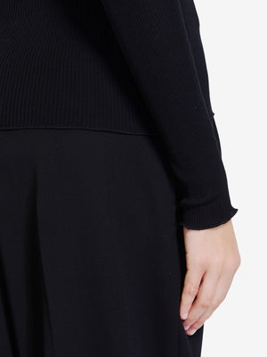 SAINT LAURENT Elegant Black Lace-Trim Wool-Silk Cardigan