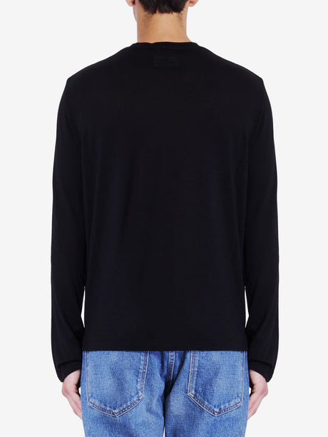 SAINT LAURENT Cassandre Long-Sleeve Wool T-Shirt