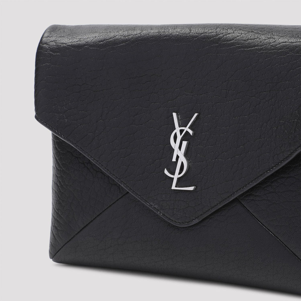 SAINT LAURENT Luxury Lamb Leather Large Pouch with Strap - W:9in H:6.5in D:2.4in