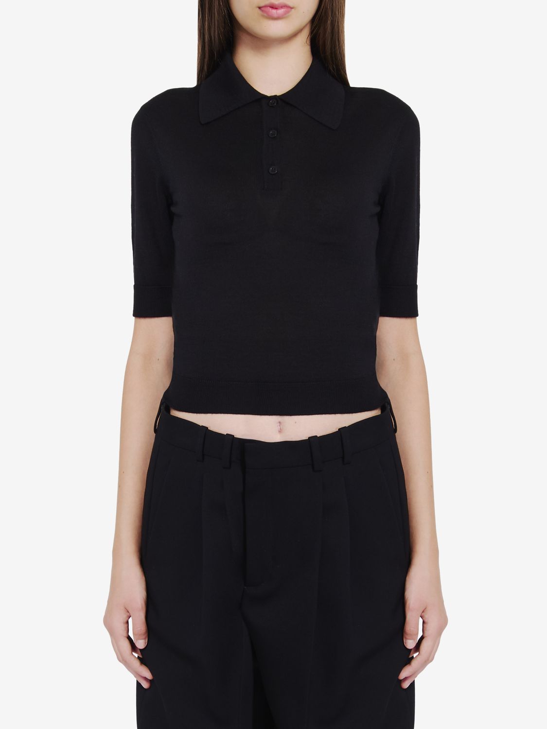 SAINT LAURENT Luxury Black Cashmere Blend Polo Shirt