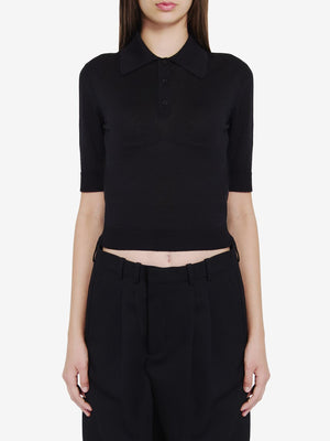 SAINT LAURENT Luxury Black Cashmere Blend Polo Shirt