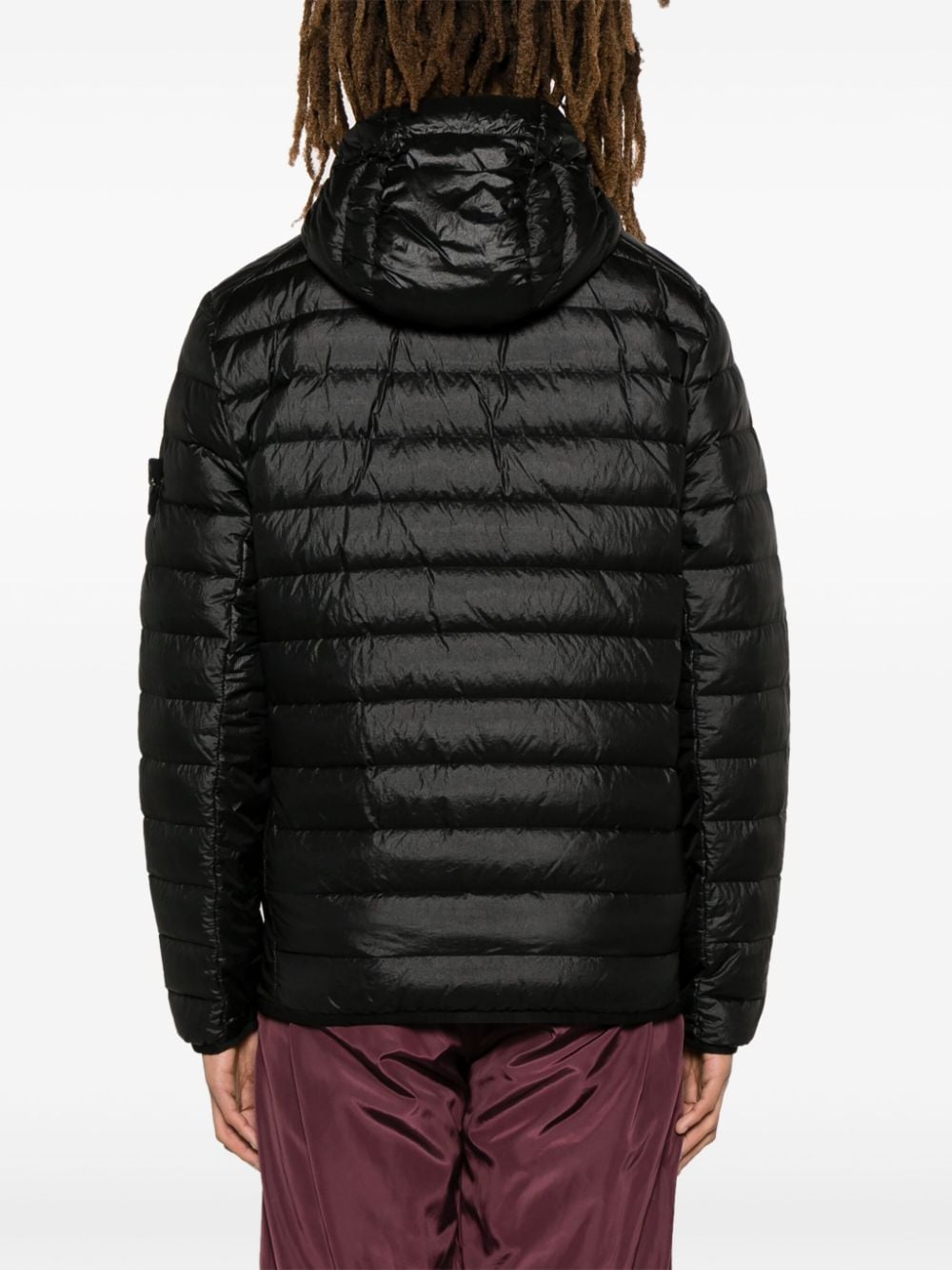 STONE ISLAND Black Techno-Nylon Down Jacket for Men