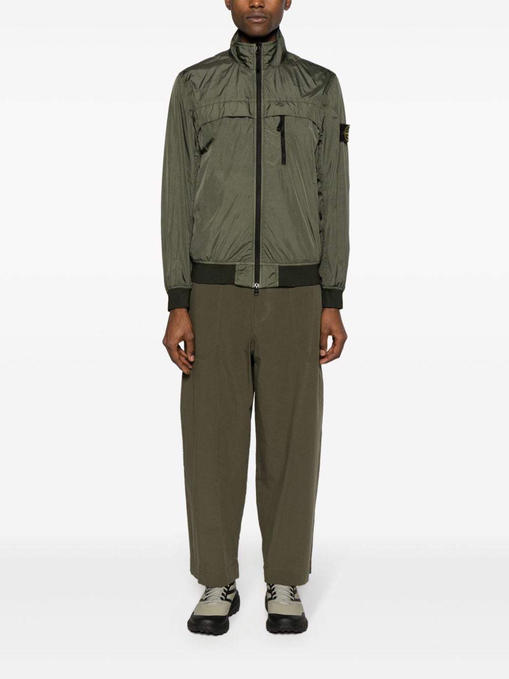 STONE ISLAND Military Green Crinkled Nylon Reps Jacket for Men