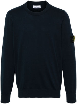 STONE ISLAND Navy Organic Cotton Ribbed Knit Crew-Neck Sweater for Men