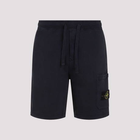 STONE ISLAND Navy Blue Cotton Shorts for Men - SS24 Collection