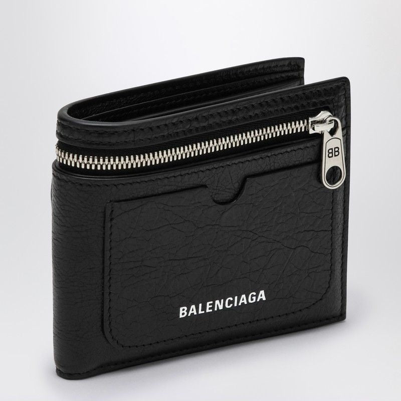 BALENCIAGA Mini Black Leather Bi-Fold Wallet