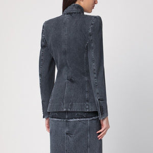 ALEXANDER MCQUEEN Deconstructed Black Washed Denim Jacket